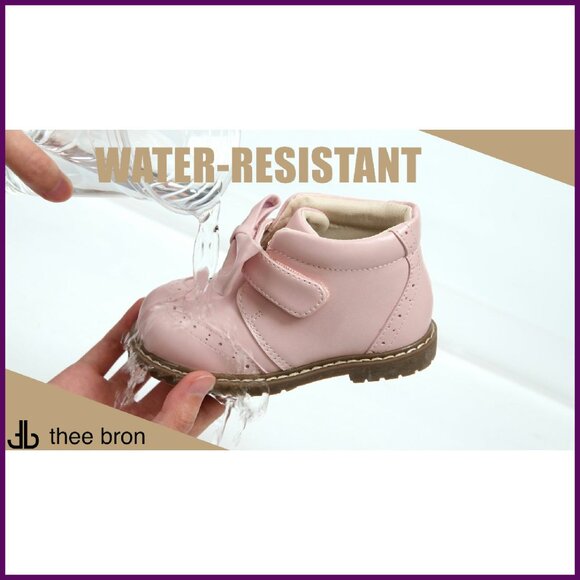 Toddler Girls Leather Boots Mid Calf Water Resistant Memory Foam Insole - Picture 8 of 8